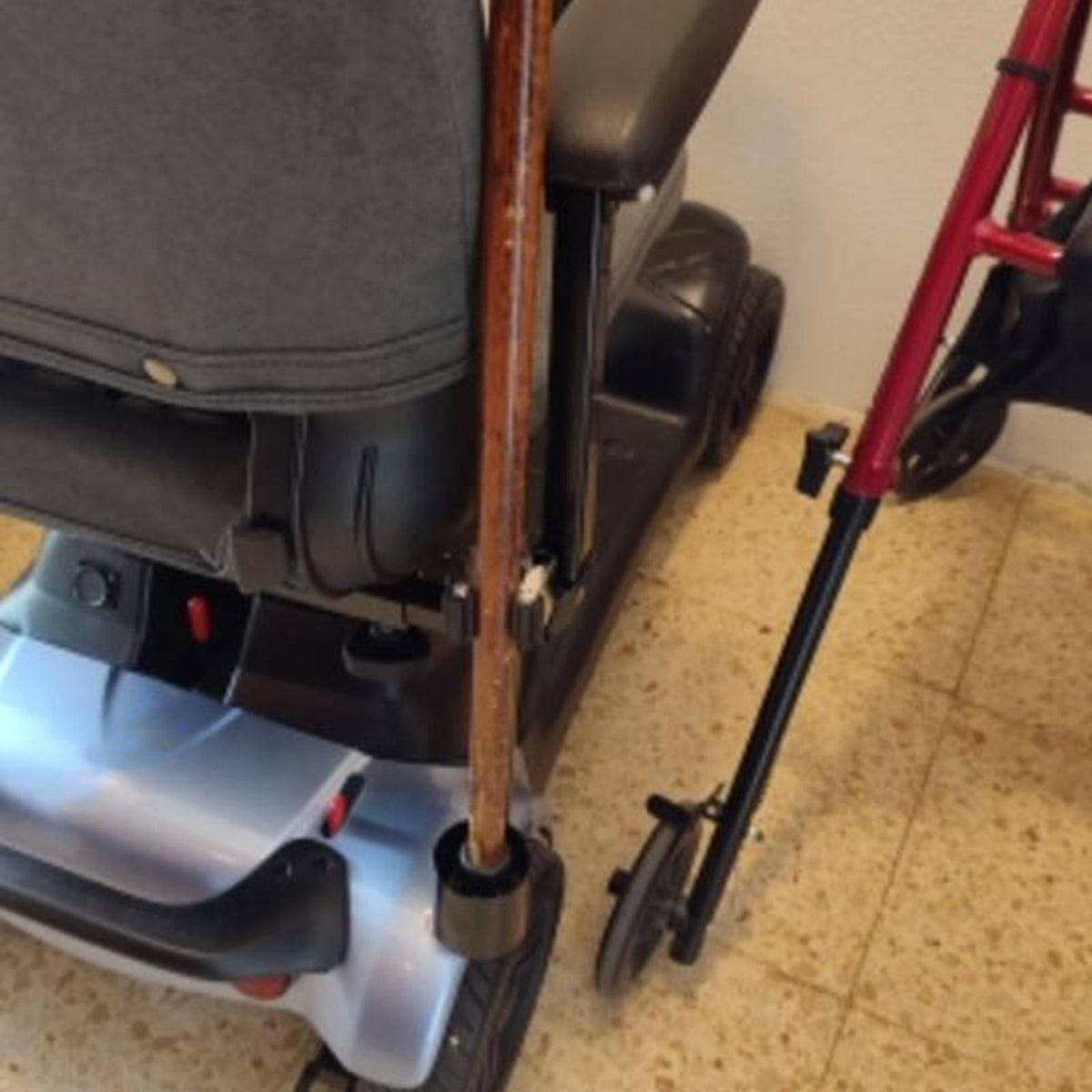 Maxbell Metal Cane Walking Stick Crutch Holder Bracket for Wheelchairs and Rollators