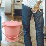 Maxbell Chamber Pot with Lid Bedpan Spittoon Indoor with Handle Urine Bucket Pink