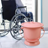 Maxbell Chamber Pot with Lid Bedpan Spittoon Indoor with Handle Urine Bucket Pink