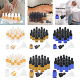 Maxbell 15 Pieces Glass Dropping Bottles Portable Refillable for Perfume Storage 2ml  Blue Black