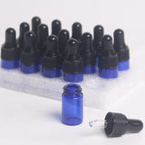 Maxbell 15 Pieces Glass Dropping Bottles Portable Refillable for Perfume Storage 1ml Blue Black