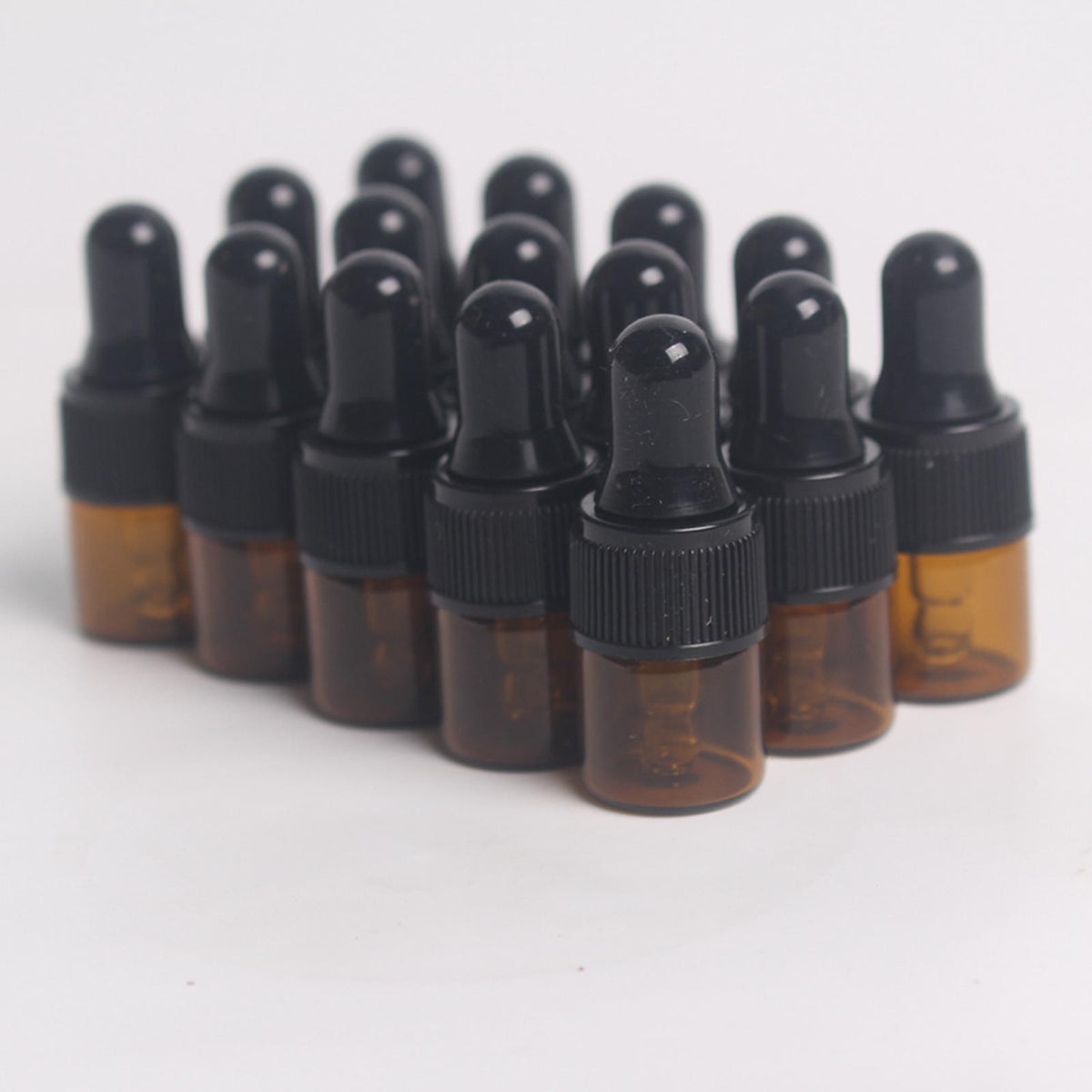 Maxbell 15 Pieces Glass Dropping Bottles Portable Refillable for Perfume Storage 1ml Brown Black
