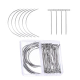 Maxbell Curved Pins Leather Blocking Knitting Hand Sewing Pins 70Pcs 3in 2in T Pins