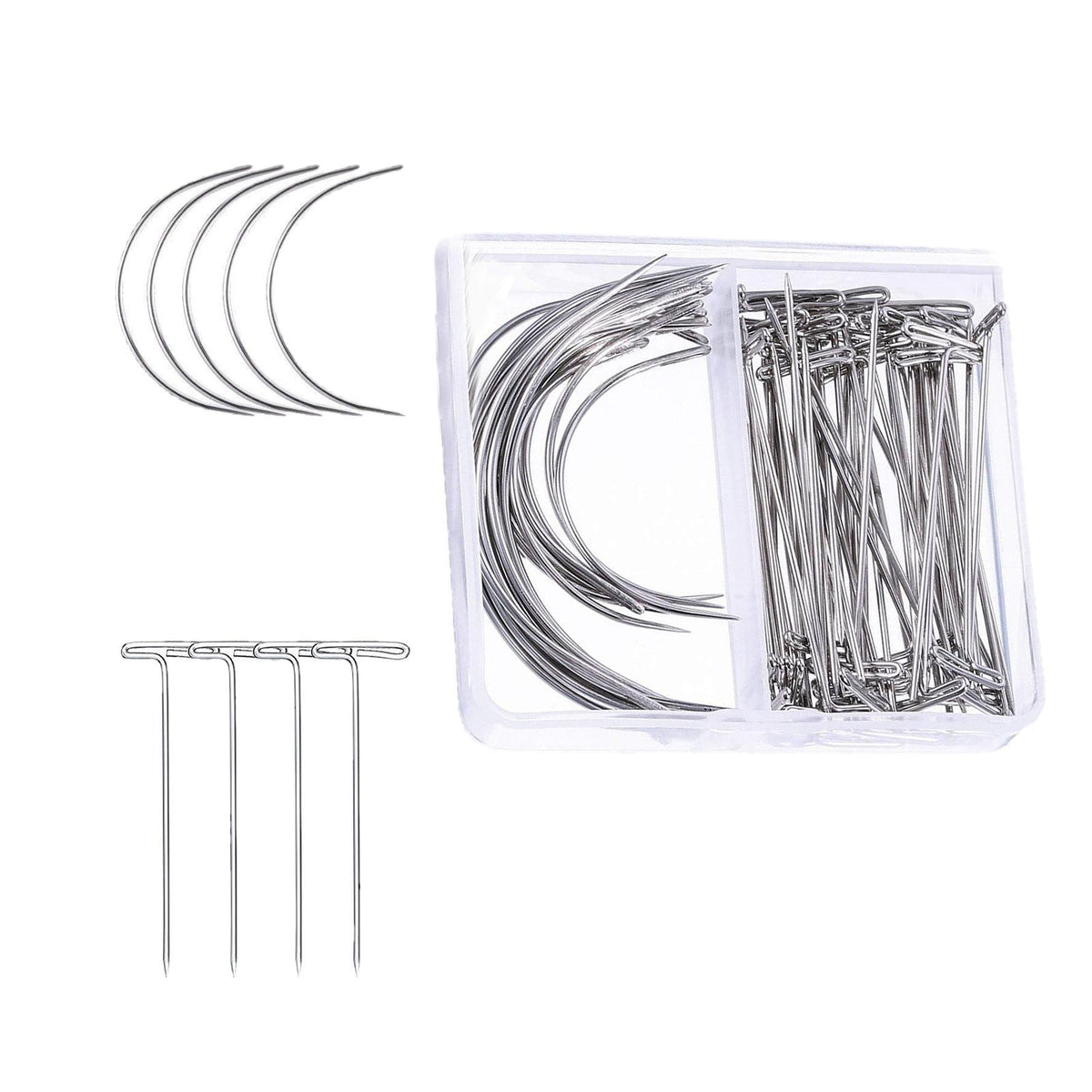 Maxbell Curved Pins Leather Blocking Knitting Hand Sewing Pins 70Pc 2.5in 2in T Pin