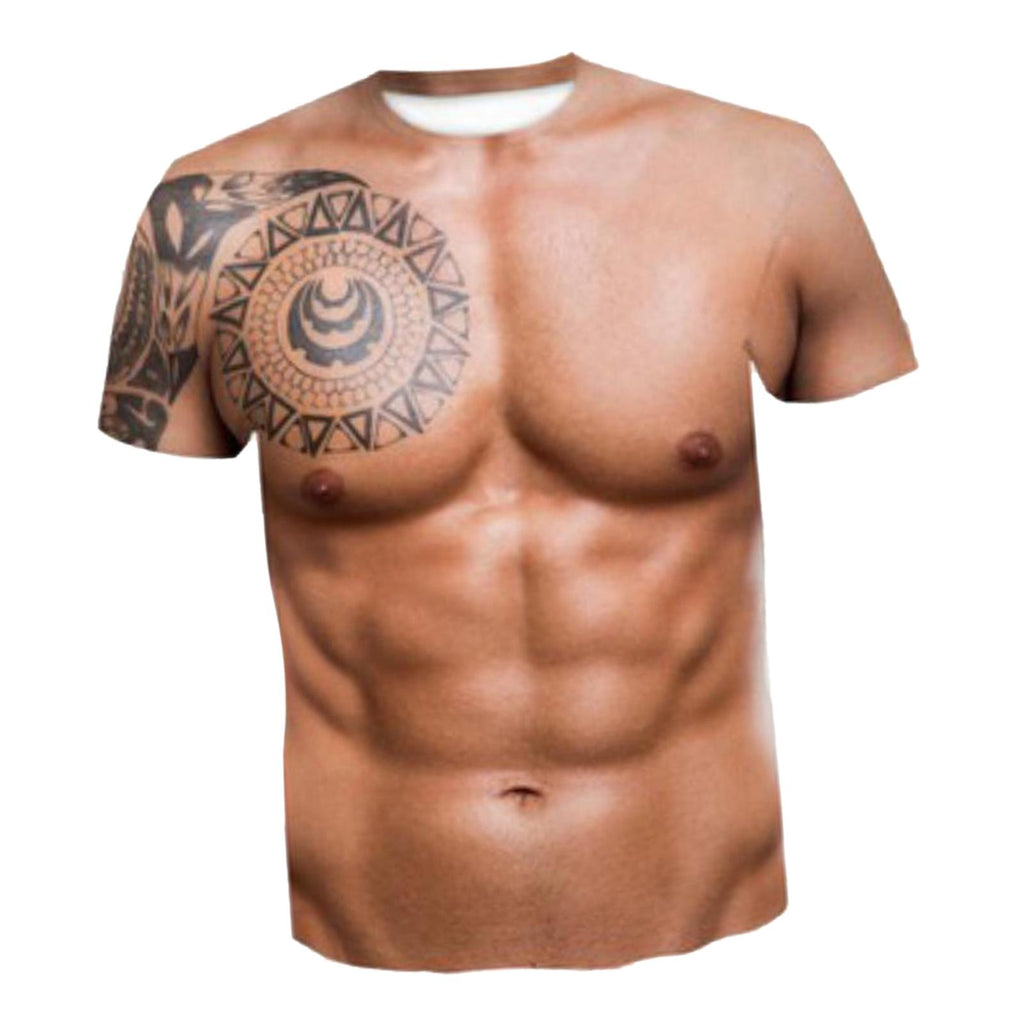 Maxbell 3D Print Patterned Men's Muscle T Shirt Round Neck Short Sleeve Halloween Style 1