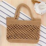 Maxbell Bohemia Straw Woven Handbag Top Handle Satchel Tote for Women Ladies Brown