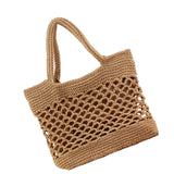 Maxbell Bohemia Straw Woven Handbag Top Handle Satchel Tote for Women Ladies Brown