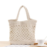 Maxbell Bohemia Straw Woven Handbag Top Handle Satchel Tote for Women Ladies Beige