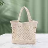 Maxbell Bohemia Straw Woven Handbag Top Handle Satchel Tote for Women Ladies Beige