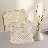 Maxbell Bohemia Straw Woven Handbag Top Handle Satchel Tote for Women Ladies Beige