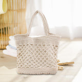 Maxbell Bohemia Straw Woven Handbag Top Handle Satchel Tote for Women Ladies Beige