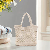 Maxbell Bohemia Straw Woven Handbag Top Handle Satchel Tote for Women Ladies Beige