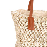 Maxbell Casual Straw Woven Handbag Top Handle Wallet Summer Beach Purse beige