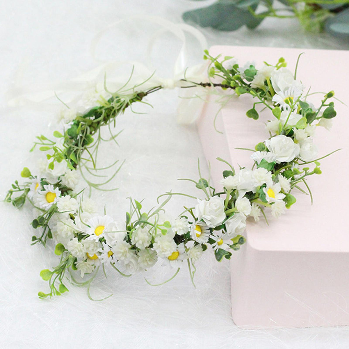 Maxbell Floral Crown Flower Headband Head Wreath for Party Festival Gypsophila