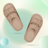 Maxbell Shower Slippers EVA Flat Sole Slippers Anti Slip for Indoor Outdoor Bathroom Khaki 35 to 36
