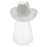 Maxbell Bride Cowgirl Hat with Veil White Cowboy Hat for Wedding Photo Props Costume
