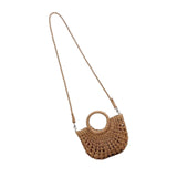 Maxbell Straw Woven Tote Shoulder Straps Vintage Style Casual Bags Large Wallet Camel