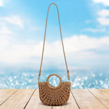 Maxbell Straw Woven Tote Shoulder Straps Vintage Style Casual Bags Large Wallet Camel