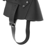 Maxbell Medieval Renaissance Leg Leather Armor Part Warrior Shoes Boots Cover Black