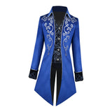 Maxbell Male Medieval Tailcoat Steampunk Lapel Overcoat Trench Coat Jacket Blue L