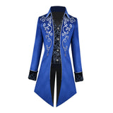 Maxbell Male Medieval Tailcoat Steampunk Lapel Overcoat Trench Coat Jacket Blue L