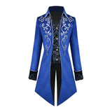 Maxbell Male Medieval Tailcoat Steampunk Lapel Overcoat Trench Coat Jacket Blue L