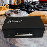 Maxbell Galvanized Iron Bread Box Storage Bin, Kitchen Cake Food Container Black