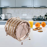 Maxbell 6Pcs Metal Coaster Tea Desserts Dish with Rack Easy Store HomeSilver