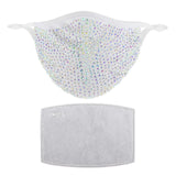 Maxbell Rhinestone Bling Face Mask Sparkly Mask+PM2.5 Filter White coloured diamond