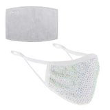 Maxbell Rhinestone Bling Face Mask Sparkly Mask+PM2.5 Filter White coloured diamond