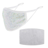 Maxbell Rhinestone Bling Face Mask Sparkly Mask+PM2.5 Filter White coloured diamond