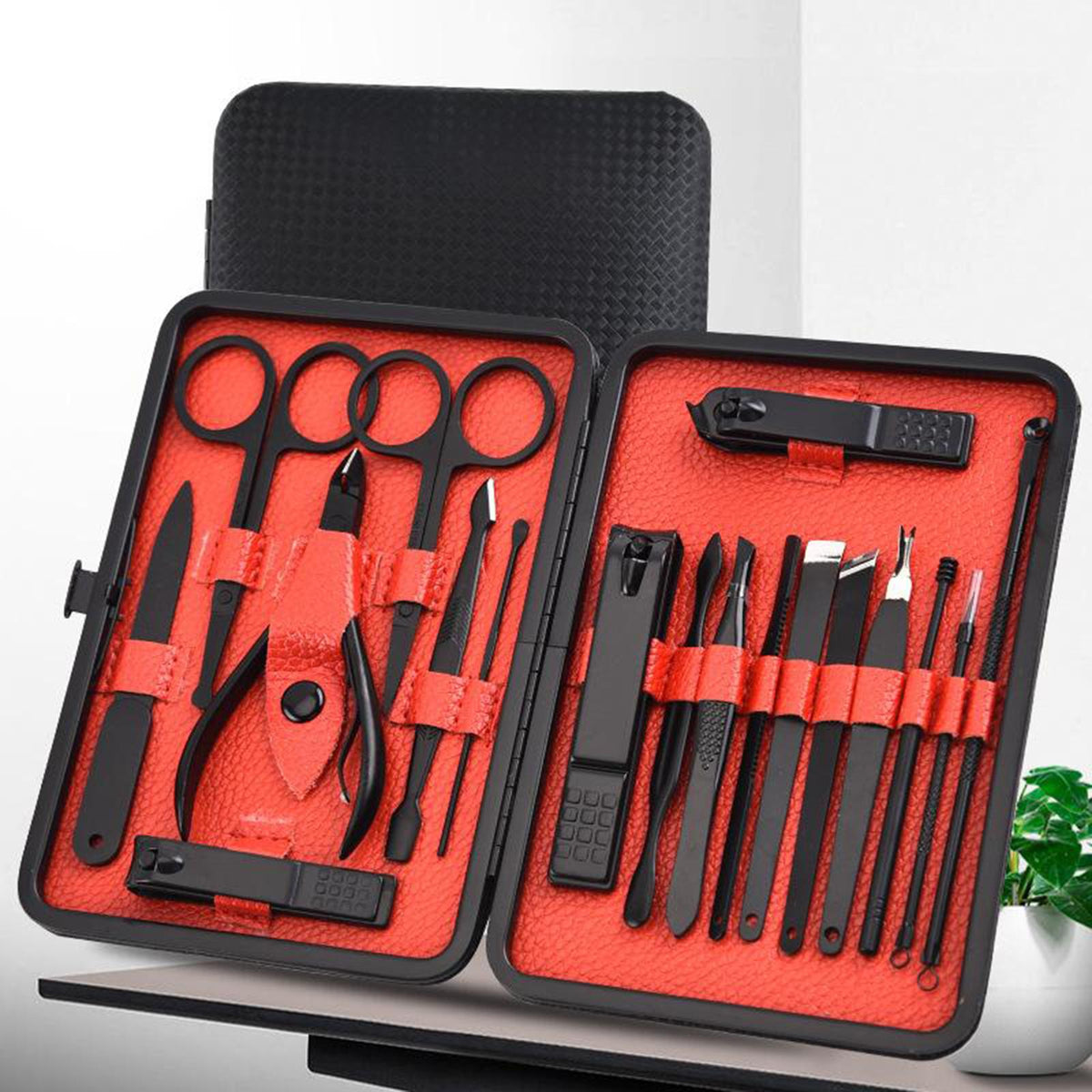 Maxbell 18Pieces Portable Manicure Stainless Steel Nail Scissors Grooming Tool Set