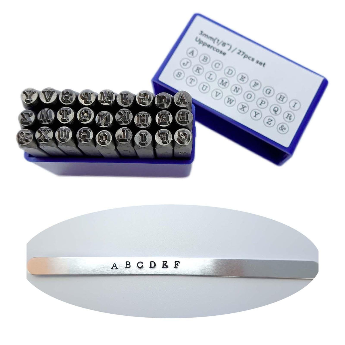 Maxbell Metal Stamping Tool Set Permanently Engrave for Leather Stainless Steel 27x Capital Letter