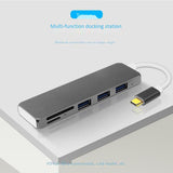 Maxbell 6 In 1 Type-C Hub USB-C To USB 3.0 Adapter Cable with SD / TF Card Reader