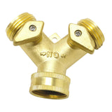 Maxbell Y Valve Hose Splitter Firm Water Separator Brass Double Way for Lawn Outdoor