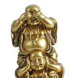 Maxbell Hear No See No Speak No Evil Stacked Resin Laughing Buddha Statue Lovely