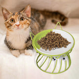 Maxbell Pet Ceramic Bowl Pet Food Water Bowl Cat Raised Elevated Feeder Cat Dog Bowl Green