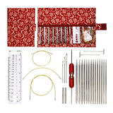 Maxbell Knitting Bag Sewing Kit Sewing Needle Sewing Tool Set Embroidery Thread red