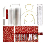 Maxbell Knitting Bag Sewing Kit Sewing Needle Sewing Tool Set Embroidery Thread red