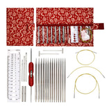 Maxbell Knitting Bag Sewing Kit Sewing Needle Sewing Tool Set Embroidery Thread red
