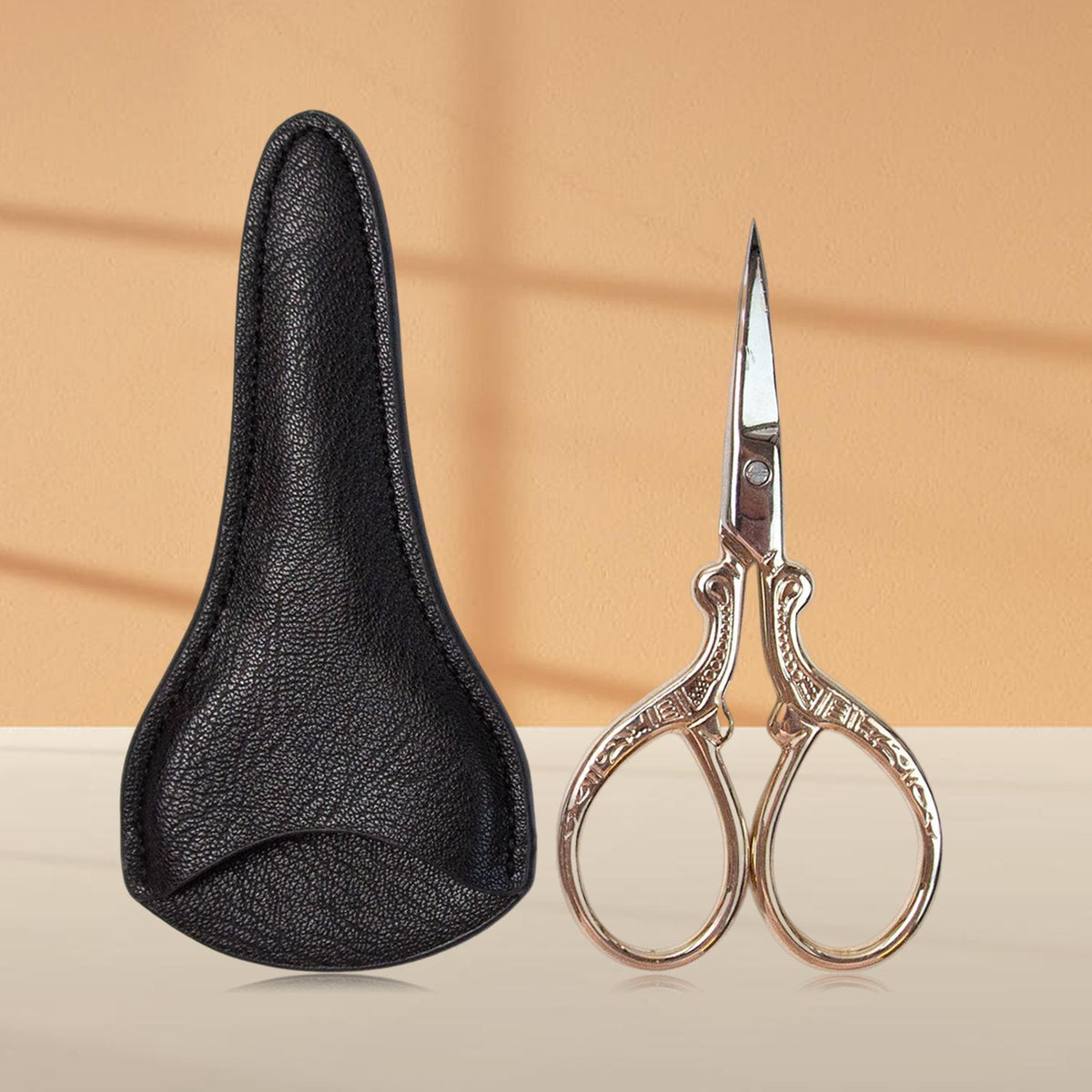 Maxbell Embroidery Scissors with PU Leather Cover for Quilting Crafts Needlework Golden