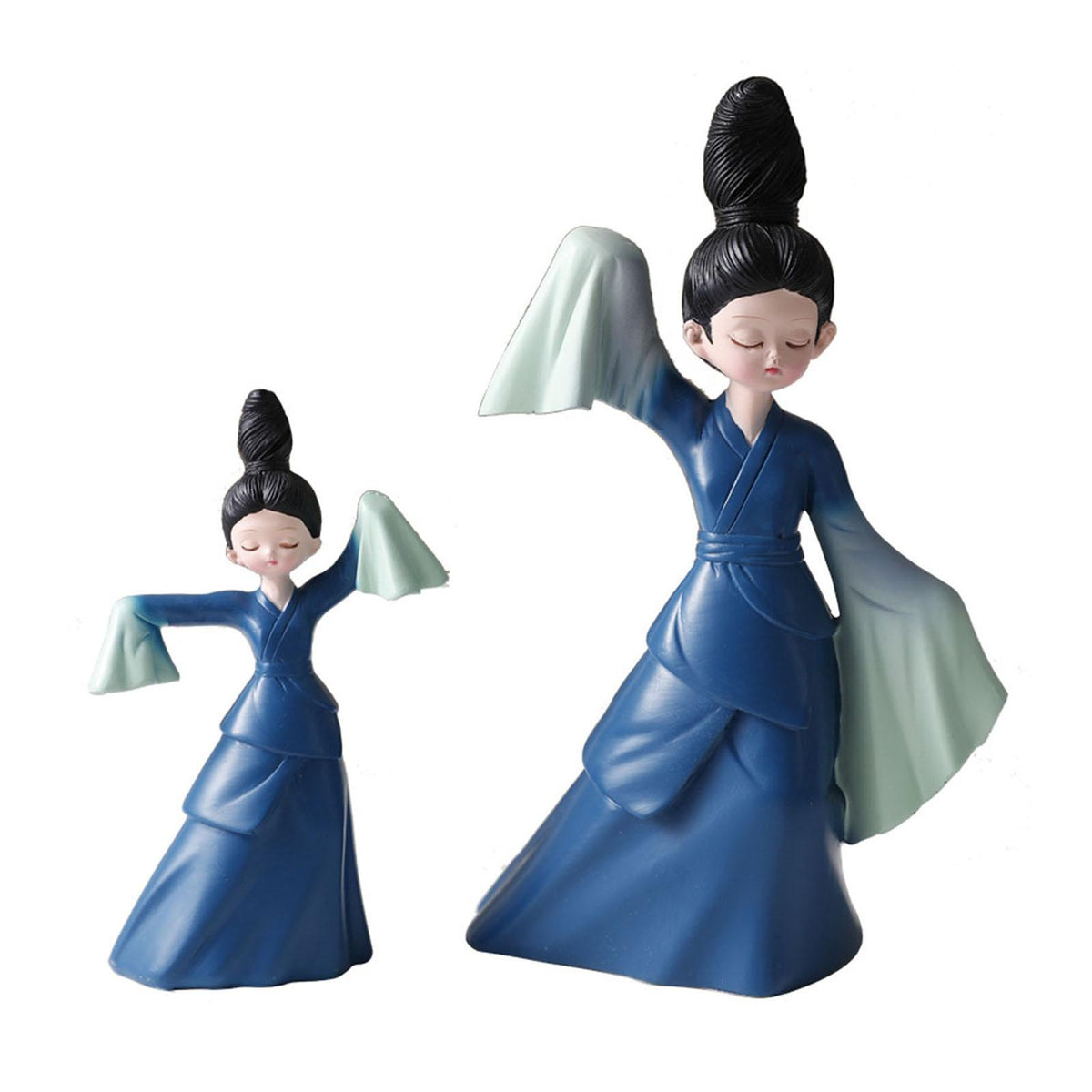 Maxbell Dancer Figurine Resin Statue Art Sculpture for Desktop Bedroom Bookshelf 1x Large 1x Small
