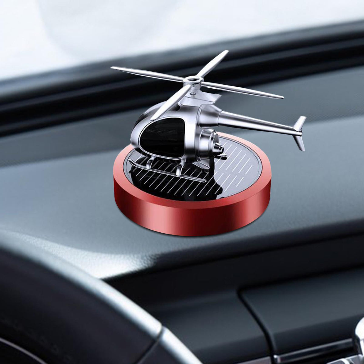 Maxbell Solar Car Air Freshener Car Perfume Diffuser Helicopter Model for Car Home Red