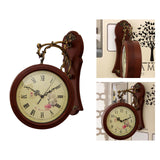 Maxbell Double Sided Wall Clock Study Indoor Outdoor Train Station Clock Red Wood