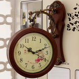 Maxbell Double Sided Wall Clock Study Indoor Outdoor Train Station Clock Red Wood