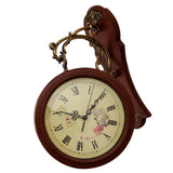 Maxbell Double Sided Wall Clock Study Indoor Outdoor Train Station Clock Red Wood