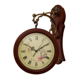 Maxbell Double Sided Wall Clock Study Indoor Outdoor Train Station Clock Red Wood