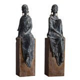 Maxbell African Statues Figurine Women Figure for Living Room Decor 16cmx14cmx41.5cm