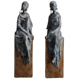 Maxbell African Statues Figurine Women Figure for Living Room Decor 16cmx14cmx41.5cm