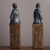 Maxbell African Statues Figurine Women Figure for Living Room Decor 16cmx14cmx41.5cm
